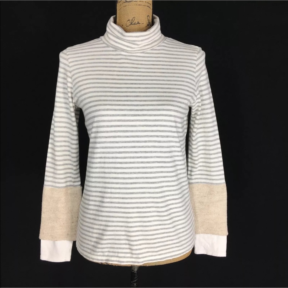 Studio Clip‎ Top S Turtleneck White Gray Stripe